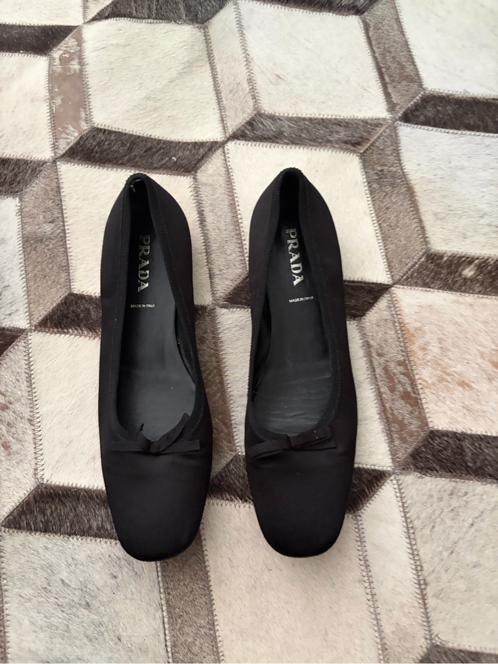 Prada Black Silk Bow Ballet Flats 37.5